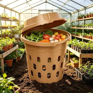 Composteur à vers de terre encastrable pour extérieur avec couvercle, bac à vermicompost souterrain, seau à compost en plastique pour déchets alimentaires de jardin et de cuisine - Product Image 4