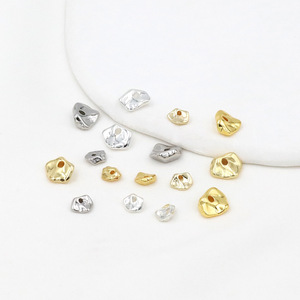 Color-preserving 14K gold-plated irregular shaped spacer <b>beads</b>, crushed stones, baroque loose <b>beads</b>, <b>bracelet</b>, D93 - Product Image 4