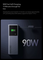 Batterie externe MIJIA 20000mAh, indispensable pour les voyages, avec une puissance totale de 165W, câble rétractable intégré, compatible avec les vols, affichage numérique, pour ordinateur portable