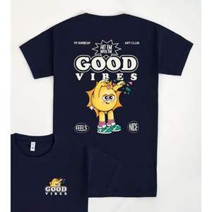Camiseta Good Vibes Azul Oscuro Unisex, Ropa Promocional - Product Image 1