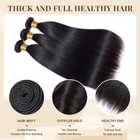 Extensiones de Cabello Virgen Liso 15A, 100% Humano, Doble Trama a Máquina, Puntas Completas, Aspecto Natural Suave, Uso Diario, Todos los Colores para Mujeres Negras