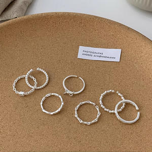 Minimalist Modern Style Twisted Knot Open <b>Ring</b> <b>Set</b> <b>Women</b> Unique Lava-Inspired Design New Arrival Plain Band Finger Copper - Product Image 2