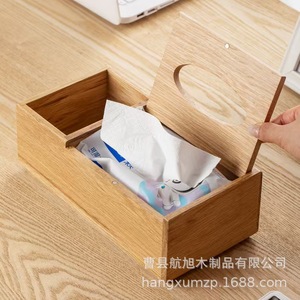 Boîte à mouchoirs en bois avec compartiment de rangement pour bureau, salon, voiture, salle de bain - Product Image 3