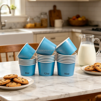 Gobelets en papier jetables écologiques bleu ciel imprimés sur mesure, qualité alimentaire, 8oz 12oz 16oz, prix de gros pour coupes à glace