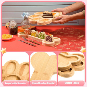 Plato de servir de madera con forma de hueso de pata de perro, plato de queso de bambú con forma irregular de dibujos animados, madera maciza para comidas de hotel, café y té - Product Image 5