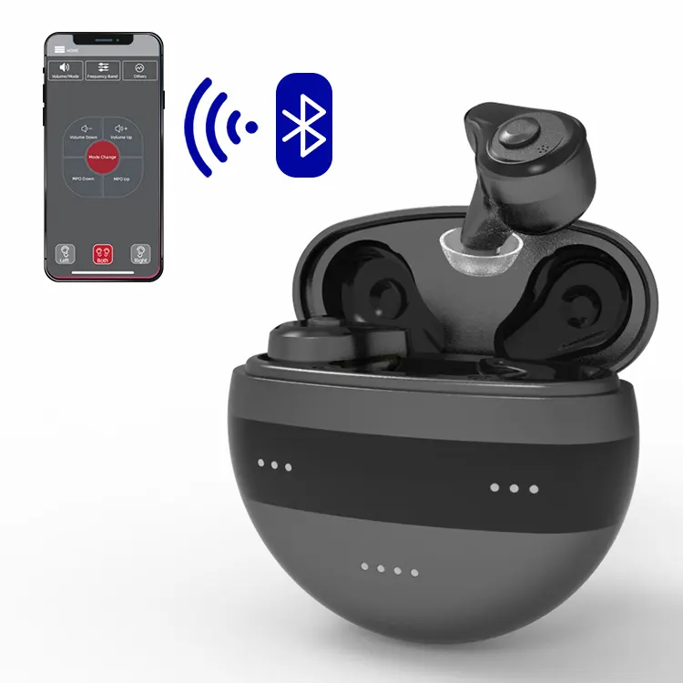 Nouveau 2024 Noir Numérique rechargeable Prothèse Auditive avec Bluetooth Mini Cool Mini Écouteur Prothèses Auditives Prothèses pour la Surdité