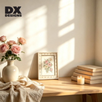 Cadre photo vintage crème DX Designs 4x6 5x7 8x10 pouces, cadre photo en MDF à fleurs en relief pour la décoration de la maison, du bureau ou de la table