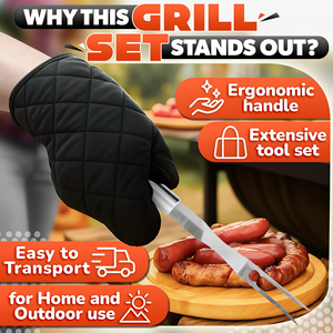 Ensemble d'outils de barbecue d'usine, kit d'ustensiles de barbecue d'extérieur, accessoires de barbecue avec étui en aluminium, coffret cadeau - Product Image 3