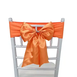 エレガントなサテンの結婚披露宴の椅子カバー弓リボンタイバックサッシ