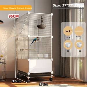 Jaula Grande para Pájaros con Bandeja Antisalpicaduras para Comida, Diseño Especial para Loros y Pinzones Grandes, con <span class=keywords><strong>Ruedas</strong></span> Móviles para Camas de Mascotas - Product Image 4