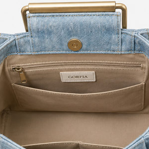 Women Denim Top Handle Handbag Structured Tote Purse Light Blue Casual Fashion Handbag For Daily Use - Product Image 4