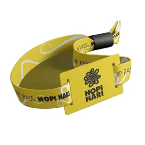 Custom Events Rfid Wrist BandVip Party Pass Festival Fabric Wristbands with PVC tag For Concert