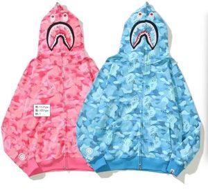 Sweat à capuche décontracté unisexe en molleton 100 % coton avec lettres Bapees et motif requin, haute qualité, collection 2026, style streetwear - Product Image 5