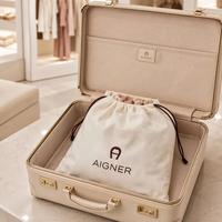 Pochette de rangement en sergé de coton avec cordon de serrage pour chaussures et cosmétiques, sac anti-poussière en coton pour chapeaux, vêtements et accessoires capillaires, personnalisable avec logo imprimé, OEM & ODM