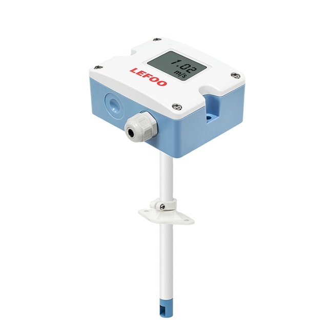 LEFOO Ducted Type 4~20mA 0-10V DC Weather Station Wind Speed Sensor air Velocity Sensor for Exhaust Pipe