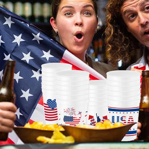 Gobelets en plastique patriotiques BST 16oz USA, gobelets jetables pour les fêtes du 4 juillet, du Memorial Day et les événements à thème américain - Product Image 2