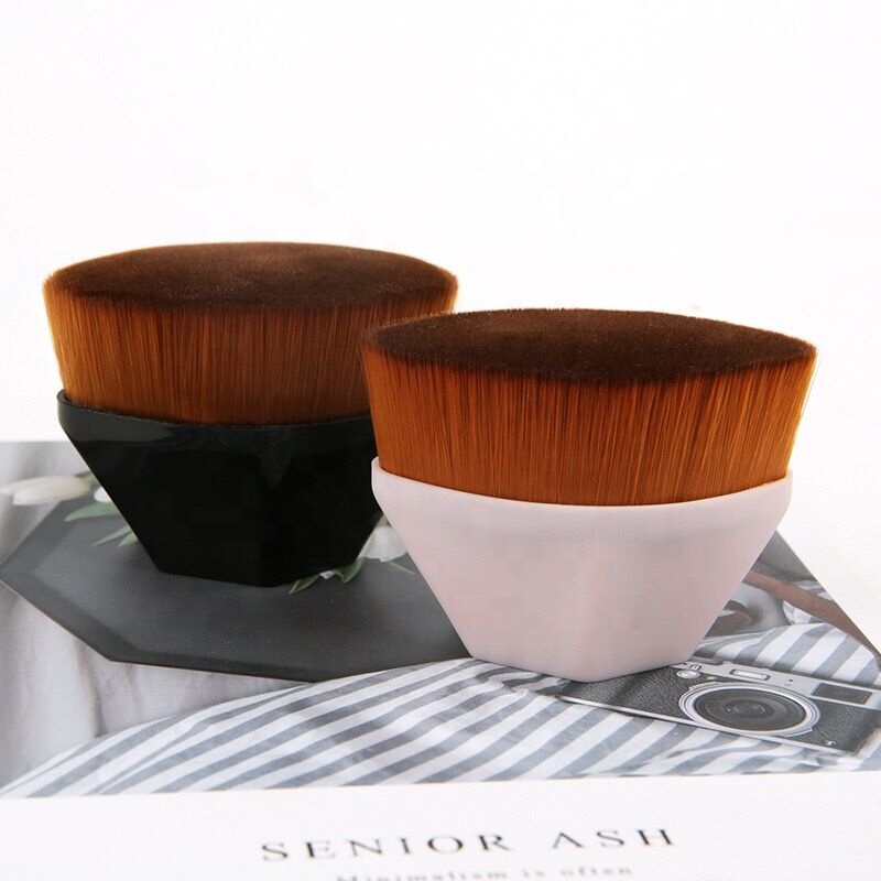 Оптовая продажа, лучшая Косметическая плоская кисть из бамбукового волокна, одиночная кисть Кабуки без следов, кисть для основы для макияжа