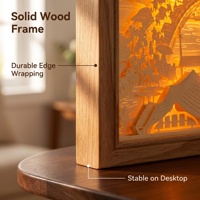 Veilleuse décorative de bureau 3D personnalisée en papier découpé, scène de rivière Qingming, cadeau lumineux CE RoHS pour la maison et les boutiques de cadeaux