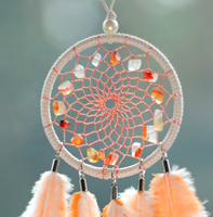 Drop-shipping batu kristal alam liontin gantung warna-warni Dreamcatcher Dekorasi Rumah bulu grosir Mini Dream Catcher