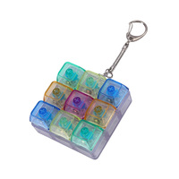 Porte-clés clavier transparent anti-stress lumineux, testeur de pression, jouet de décompression pour le bout des doigts