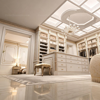 Armoire modulaire DIY en bois massif blanc ivoire de style antique français avec éclairage LED et grande capacité de rangement
