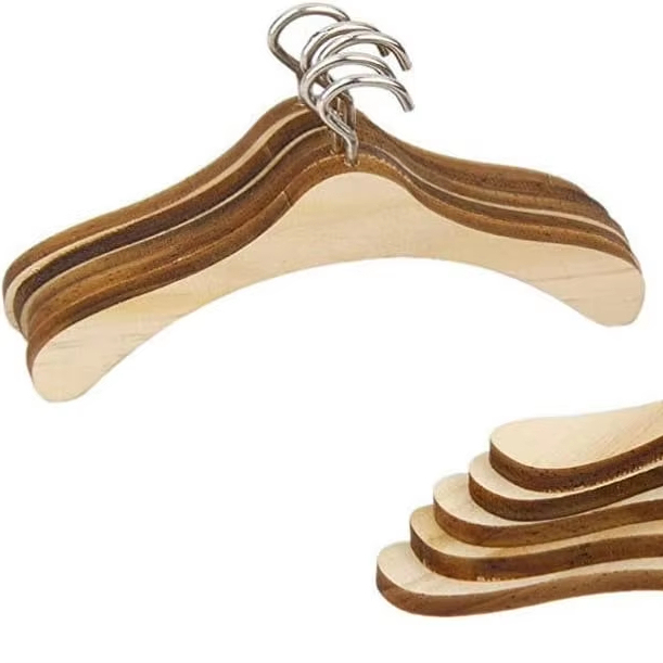 10pcs Wooden Dolls Clothes Hanger Mini
