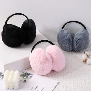 ที่ปิดหูแบบนุ่มอุ่น สีดำ ชมพู เทา สำหรับฤดูหนาว ฤดูใบไม้ร่วง ใช้ในร่ม พับเก็บได้ ป้องกันหู รูปทรงพื้นฐาน สีเดียว - Product Image 4