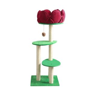 Coperta <span class=keywords><strong>Kitty</strong></span> Condominio Beige Tiragraffi Alberi Gatto Arrampicata Torre con il Grande Fiore Rosso - Product Image 1