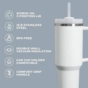 Custom Logo 40oz Stainless Steel 304 Vacuum Insulated Travel <b>Mug</b> with Handle and Straw Tumbler 12-24 Hours <b>Thermal</b> Insulation - Product Image 2