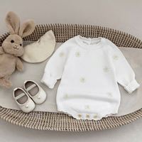 Combinaison bébé en coton 100% brodée de marguerites vintage, style bohème, pour nouveau-né