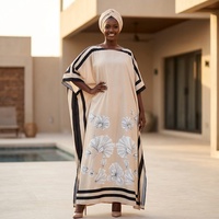 Robe Abaya Boubou d'été, d'automne et de printemps à manches courtes, imprimé africain, pour femmes, en polyester africain respirant et écologique