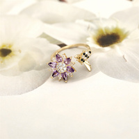 Bague ajustable pour filles en Zircon cubique, anneau ouvert en fleur d'abeille, nouvelle collection