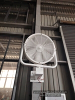 Ventilateur de brumisation industriel en acier inoxydable pour rafraîchissement d'air extérieur en été, idéal pour entrepôts et usines