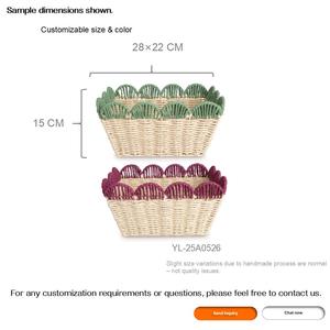 Cesta de Almacenamiento Rectangular de Cuerda de Papel con Borde Festoneado, Tejida a Mano, Organizador <span class=keywords><strong>para</strong></span> el Hogar, Baño, Cocina, Guardería, Venta <span class=keywords><strong>al</strong></span> <span class=keywords><strong>por</strong></span> <span class=keywords><strong>Mayor</strong></span> - Product Image 3