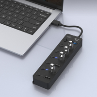 Hub USB 7 en 1 Onten avec interrupteur indépendant, 4 ports USB 3.0, 3 ports USB 2.0 pour ordinateurs portables et ordinateurs, OTN-5307