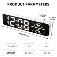 Cale Tuya Sensor higrometer, pengukur kelembapan suhu pintar LED warna putih menunjukkan termometer dengan jam