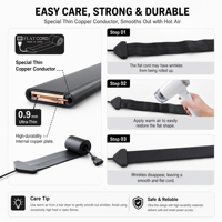 Câble d'extension électrique plat anti-accroc 0,9 mm à profil bas pour le sol, idéal pour les bureaux, les expositions et l'utilisation en fauteuil roulant sans obstacle