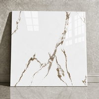 Carreaux de sol en céramique haute brillance 60x60 gris poli effet marbre blanc pour intérieur moderne, villa, salon