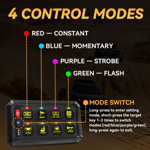 Panneau de commande RGB 8 voies 12V 24V avec télécommande et contrôle par application, interrupteurs de circuit LED tout-terrain <span class=keywords><strong>pour</strong></span> camping-car, SUV, VTT, UTV, camion - Product Image 3