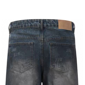 Primavera otoño diseño personalizado Unisex hombres pantalones de mezclilla de alta calidad nueva moda lavado dañado <span class=keywords><strong>trompeta</strong></span> Jeans con pierna ancha - Product Image 5