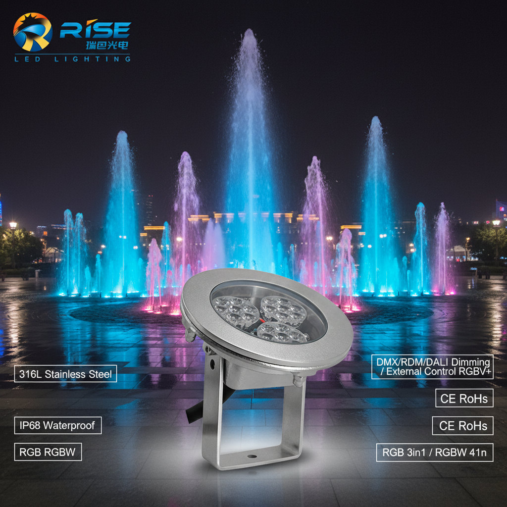 316L Stainless Steel Waterproof IP68 RGB Submersible LED Pool Lamp 12 Volt Slim Blue Lights for Swimming Pools
