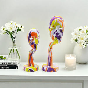 Máscara Facial Europea Colorida, Estatua Abstracta de Resina Epoxi, Arte Popular, Artesanía, Adorno para Sala de Estar u Oficina, Joyería Creativa para Días Festivos - Product Image 3