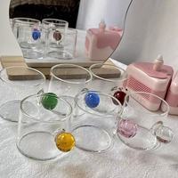 Haute Borosilicate Mignon Boule Ronde Poignée Tasse En Verre Transparent Mini Tasse Coréenne Ins Creative Couleur Boule Poignée Tasse En Verre
