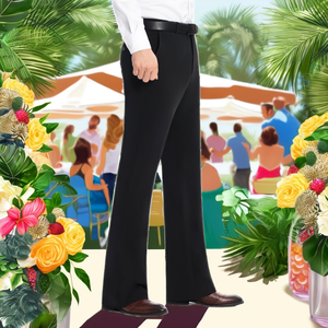 Pantalon de costume plissé pour homme, taille mi-haute, coupe large, tissé, léger, respirant, antistatique, style business décontracté, idéal pour l'été, de luxe - Product Image 2