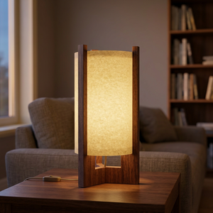 Lámpara de Mesa Tradicional de Madera con Pantalla de Papel Nogal, Alimentación CA, Base para Bombilla E27/E26, Cable, LED Blanco Cálido, Cuidado de la Vista, Alto CRI 80, para Escritorio - Product Image 2
