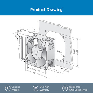 พัดลมระบายความร้อนอุตสาหกรรม ebm-papst รุ่น 614NHH ขนาด 60 มม. 24V DC ความเร็วสูง - Product Image 4