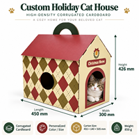 Petaful Maison et Griffoir pour Chat en Carton Ondulé Pliable, Écologique et Durable, Design Moderne et Luxueux, Spécial Fêtes de Noël