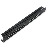Support de montage en métal noir de 19 pouces, 24 emplacements, panneau de gestion de câble Horizontal 1U