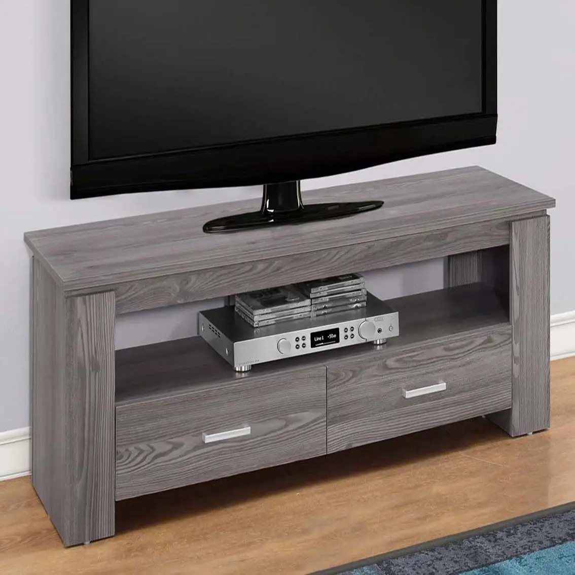 ТВ-подставка серого цвета с двумя ящиками для хранения