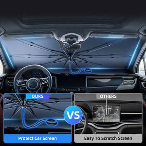 Parasol de voiture portable avec anneau de traction, poignée parapluie, pare-soleil pliable pour voiture, protection automobile extérieure estivale - Product Image 2